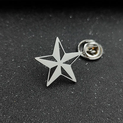 Classic Round Five-pointed Star Gold-plated Brooch, Men's Collar Lapel Pin Black, Suit Accessories, Gift for Husband