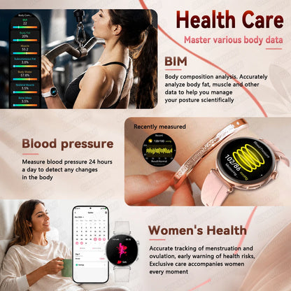 2026 New Women's Health Care Smartwatch ECG Blood Pressure Uric Acid Blood Lipids Sports IP68K Bluetooth call Fashion Smartwatch