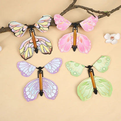 12PCS Magic Flying Butterflies Wind Up Toy Bookmark Greeting Rubber Band Powered Magic Prop,Surprise Gift Wedding,Birthday,Party
