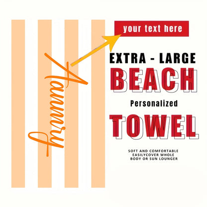 Personalized Striped Beach Towel Custom Name/Logo Microfiber Towel Thin Quick Dry Absorbent for Beach Swimming Yoga Bath Sports