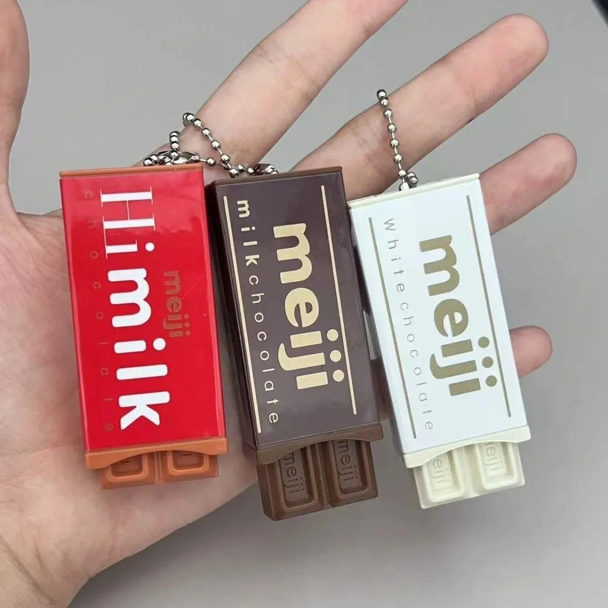 Fidget Toy Simulated Meiji Chocolate Bendy Snap-And-Play Stress Relief Jp Style Keychain Pendant Funny Gifts Creative Gadgets