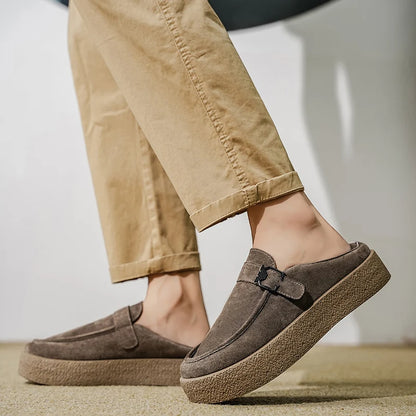 Men's 2026 Casual Loafer Half Slippers, Dual Use for Home & Outdoor, Slip-On Non-slip Wear-resistant Moccasin Shoes