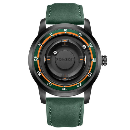 FOXBOX Watch Planet Design Fashion Floating Magnetic Pointer Free Ball Bearing Creative Simple Waterproof Quartz Watch for Men