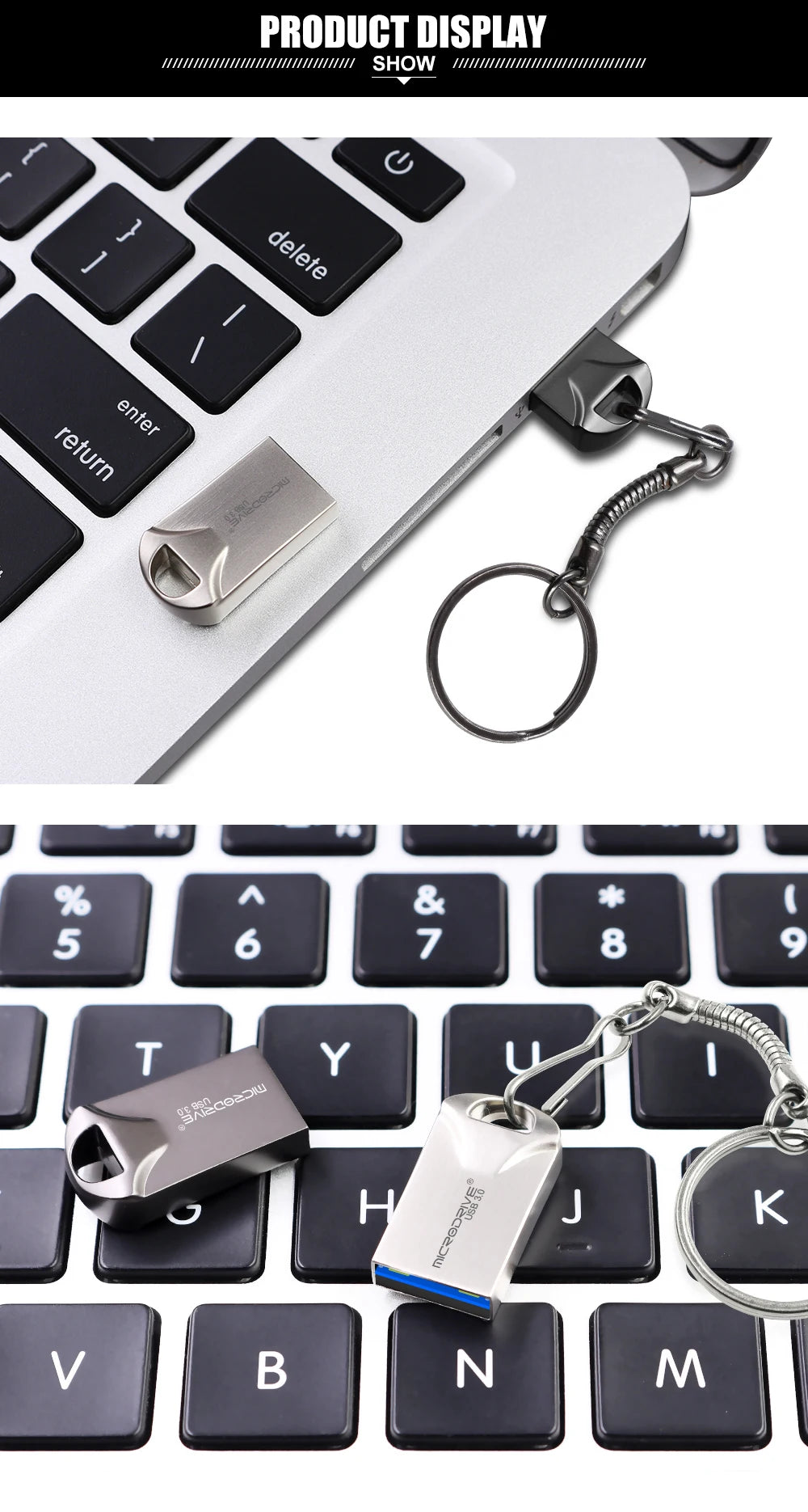 mini usb 3.0 Flash Drive 128GB 64GB 32GB 16GB high speed memory Flash USB3.0 Stick small u disk with key chain