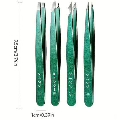 Professional Stainless Steel Tweezers Set for Men & Women High-Precision Slant Tip Beauty Tools with Sensitive Trichologist Care