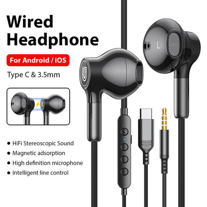 Gaming Wired Headphones HiFi Surround Sound USB Type C 3.5mm In-ear Earplugs For Samsung Galaxy Xiaomi iphone Ear Buds Headphone
