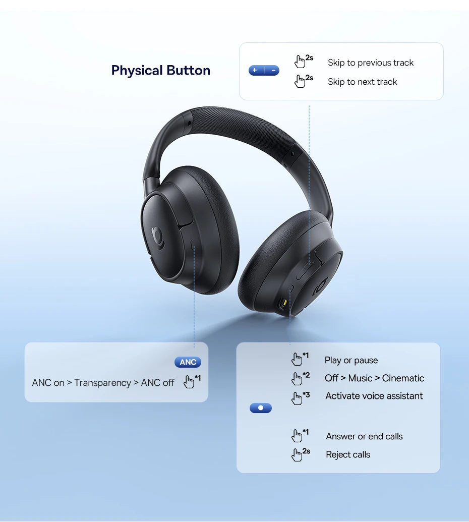 Słuchawki bezprzewodowe Baseus EH10 NC ANC 45 dB, adaptacyjna hybrydowa redukcja szumów, słuchawki Hi-Res LDAC, Bluetooth 6.0, 80 godz.