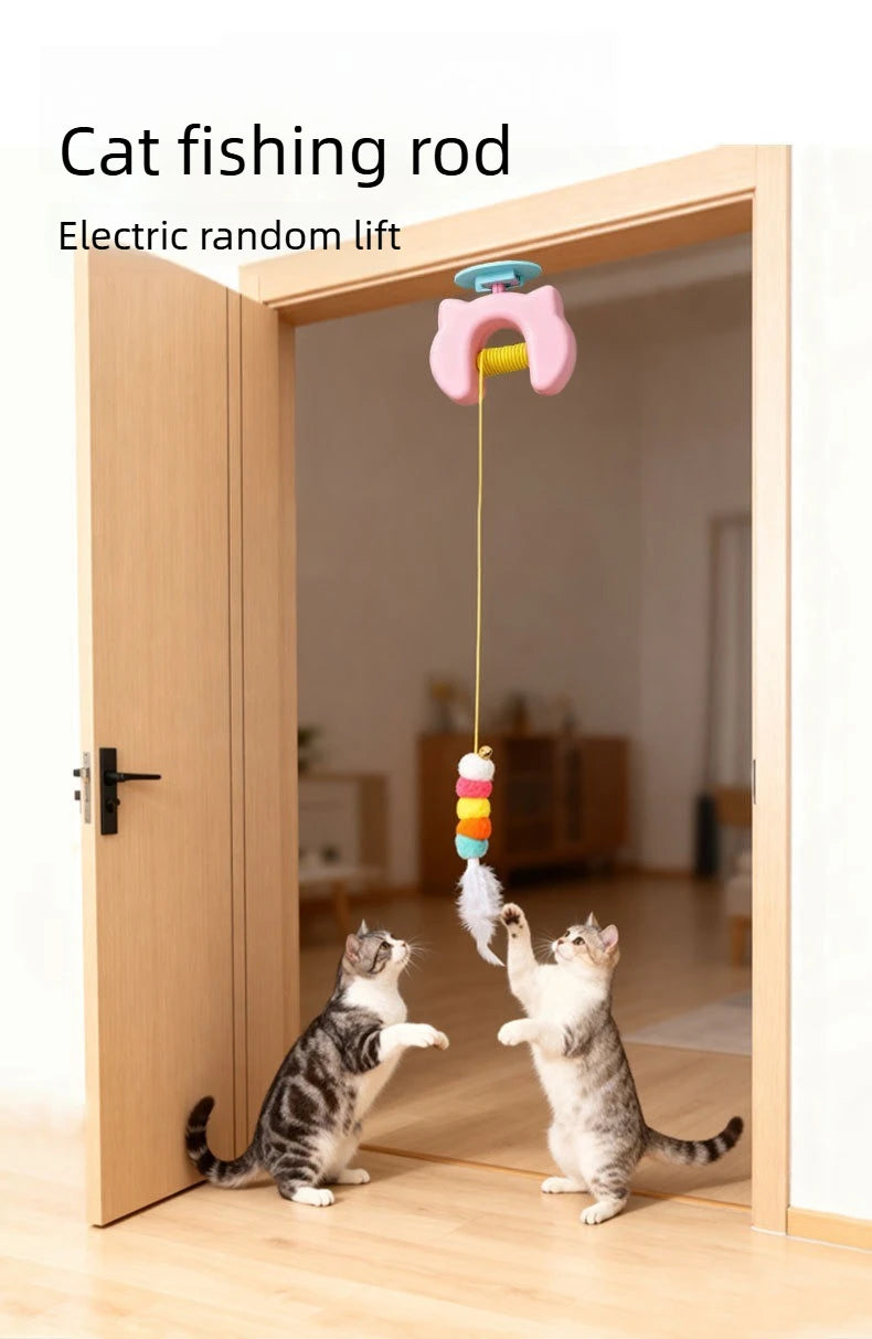 Electric Cat Toy with Ropes Auto Swing Feather Toy Interactive Kitten Toy For Self Playing  Caterpillar Interactive Cat Toys