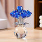 Creative Crystal Rose Sculpture Reflect Colorful Rose Bouquet Ornaments Small Handmade Crystal Rose Bundle Mother's Day