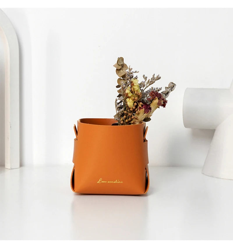 Nordic PU Storage Tray Porch Key Leather Storage Box Desktop Cosmetics Remote Control Sundries Storage Basket