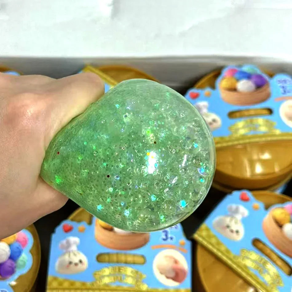 Dumpling Pressure Dumpling Squishies Cute Colorful Bun Toy Slow Rising Stress Relief Fidget Toy for Kids Adults Anti-Anxiety Gif