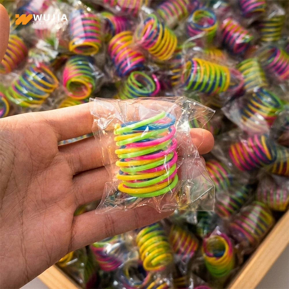 12/24pc Cat Spring Toys Colorful Plastic Spiral Interactive Cat Toy Coil Springs for Kitten Indoor Hunting Chasing Swatting Play