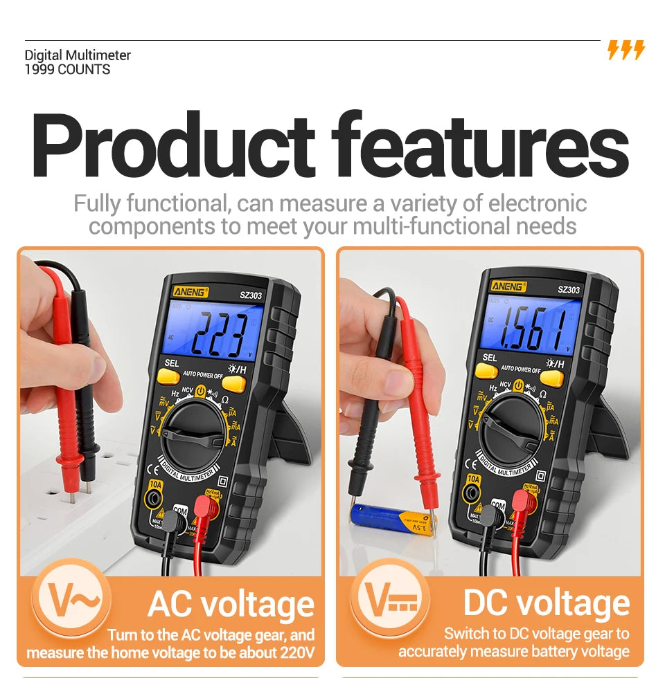 ANENG Digital Multimeter Professional Tester SZ303 AC/DC Voltage Resistance High Precision Professional Electrical Detection Too