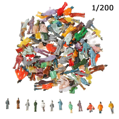 100Pcs/Bag 1:100/1:150/1:75/1:50 Scale Plastic People Figures Model Building Passengers DIY Character Mixed Color Pose Kids Toys