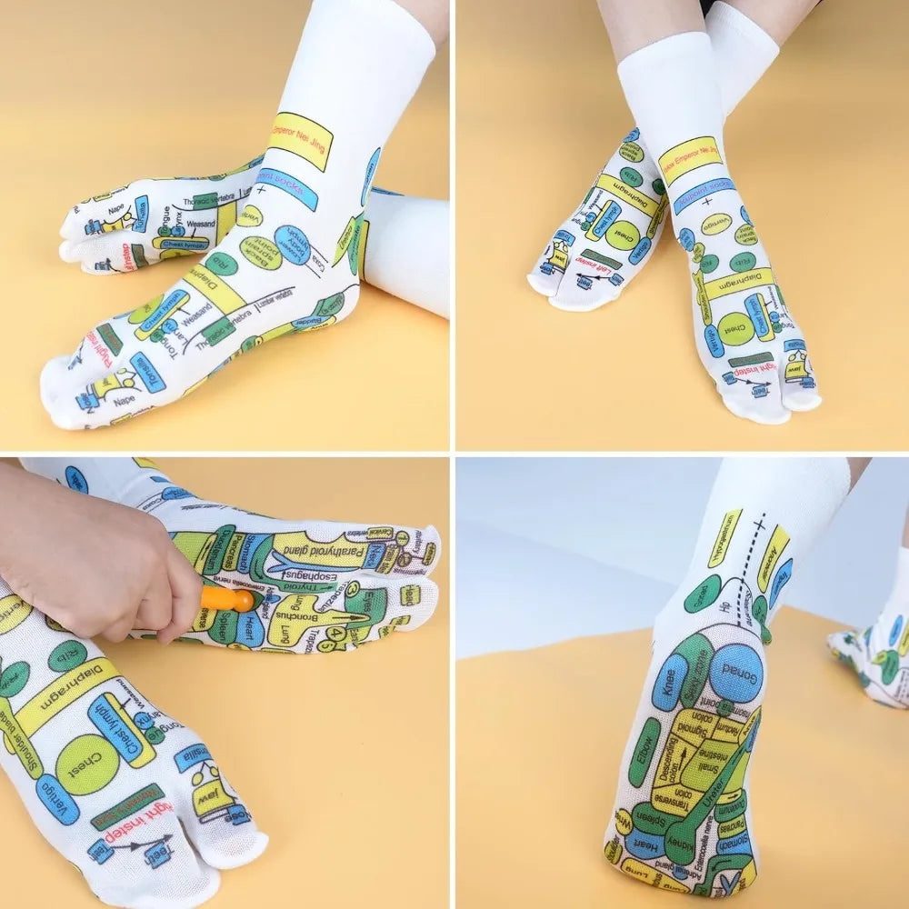 2 Types Reflexology Socks Set Tool Acupressure Acupuncture Trigger Point Foot Pain Relief Remedy Acupoint Massage Foot Care Tool
