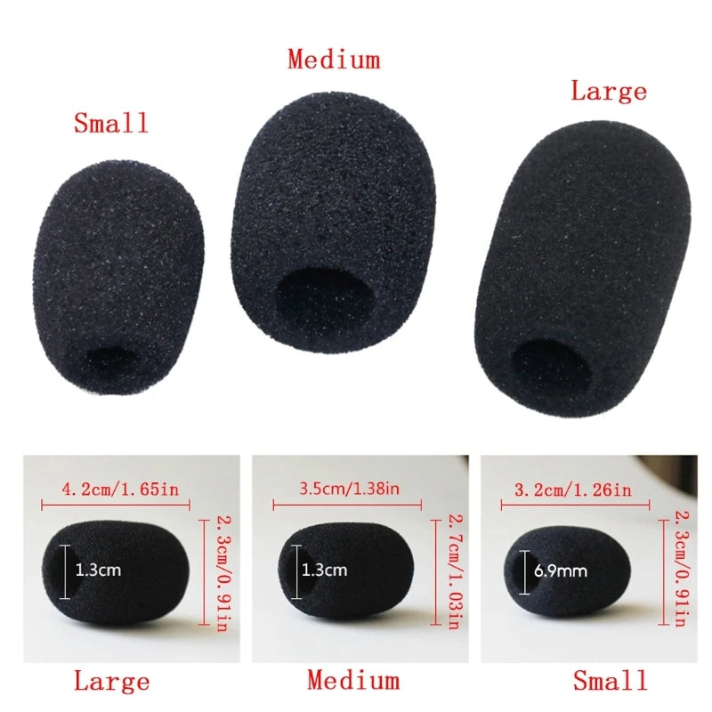 10pcs Headset Replacement Cover Gooseneck Sponge Foam Microphone Windscreen Protector 5 Sizes