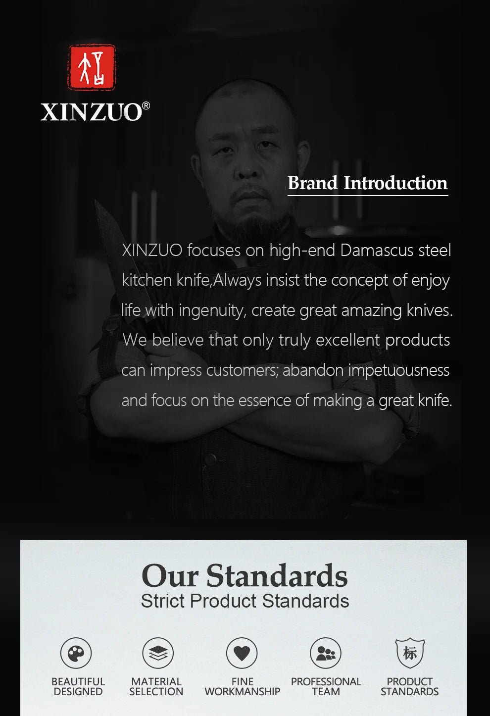 XINZUO 1-5PCS High Quality 3.5+5+8+8+8"  Paring Utility Cleaver Chef Knife Germany 1.4116 Stainless Steel Kitchen Knife Sets