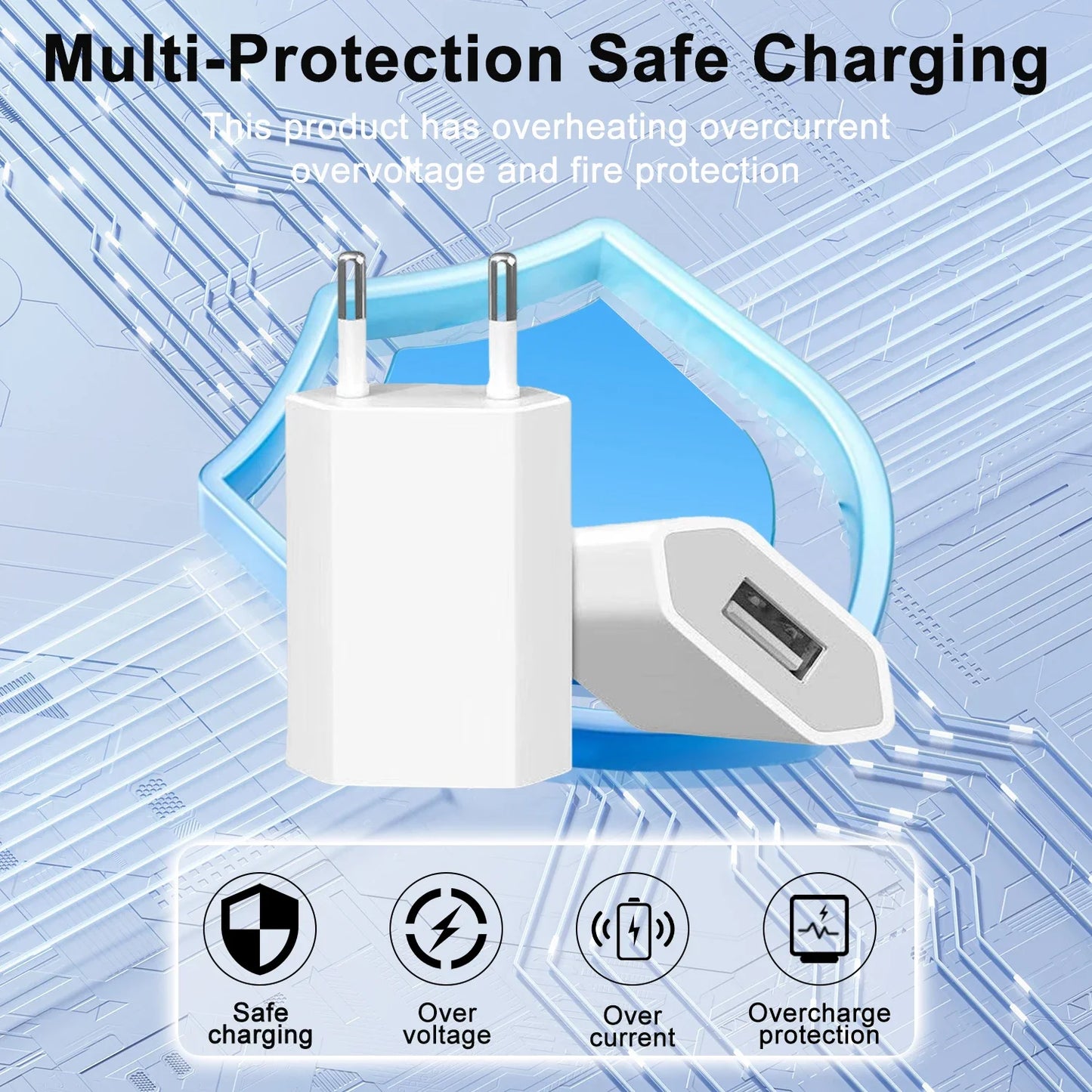 1-5Pcs Universal 5V 1A EU Plug USB Home Travel Mobile Phone Charger For Samsung Xiaomi Redmi  Huawei Charger Power Wall Adapter