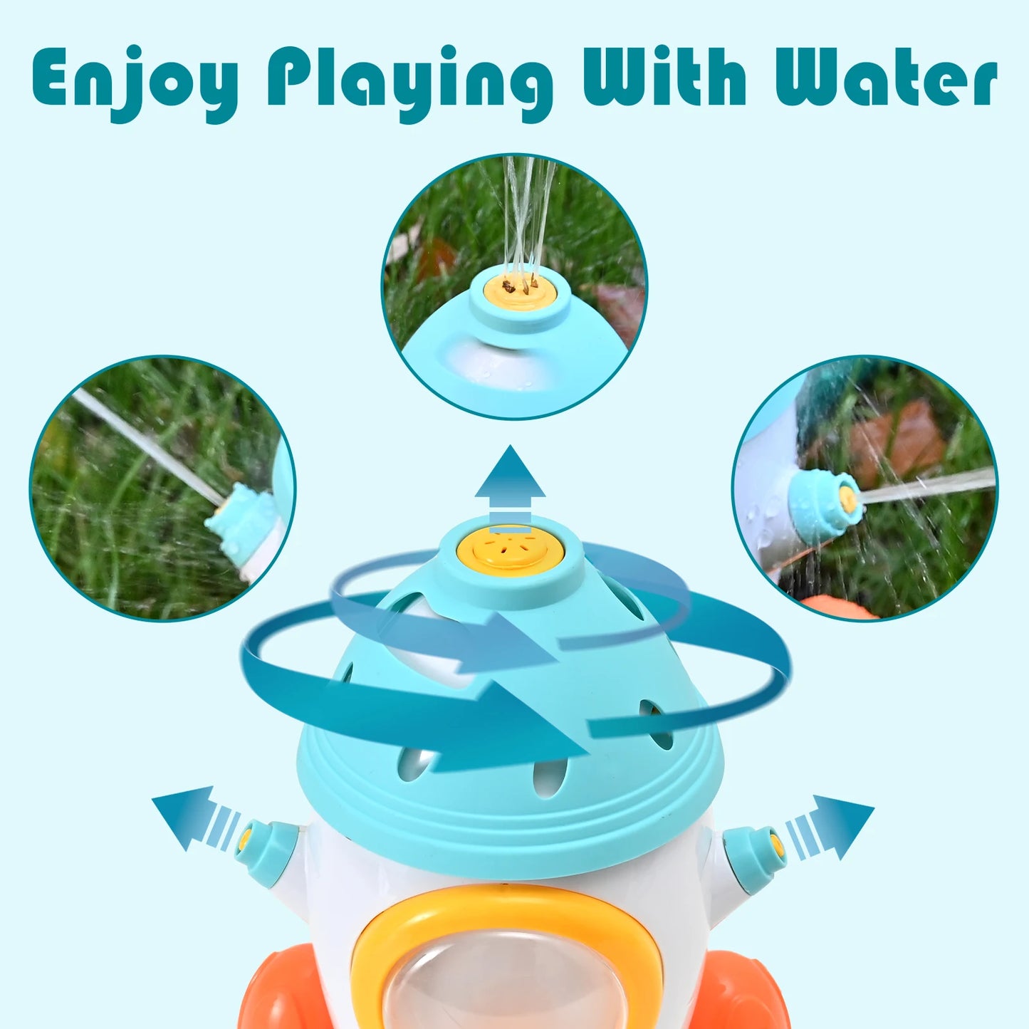 Space Rocket Octopus Sprinkler Water Toy Automatic Rotation Fun Spray Water Children's Water Playing Outdoor Toys