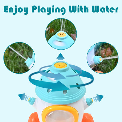 Space Rocket Octopus Sprinkler Water Toy Automatic Rotation Fun Spray Water Children's Water Playing Outdoor Toys