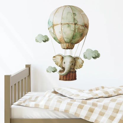 1pcs cartoon spring elephant hot air balloon children's room bedroom porch home decoration wall stickers self-adhesive