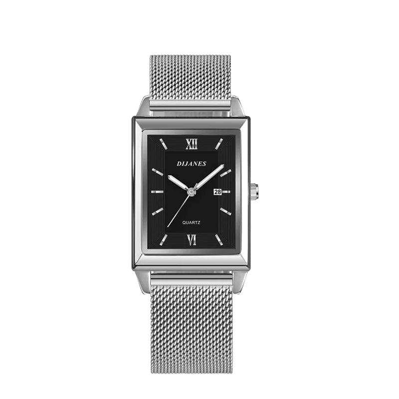 Men's Calendar Date Sport & Leisure Leather Clock 2023 Luxury Business Golden Stainless Steel Mesh Band Quartz Man Watches