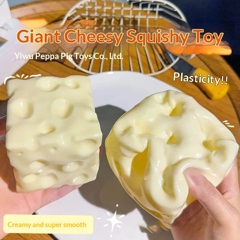 Hot Peiqi Giant Cheese Squishy Non Rebound Moldable Handmade Filled Stress Relief Sensory Fidget Toy For Adults