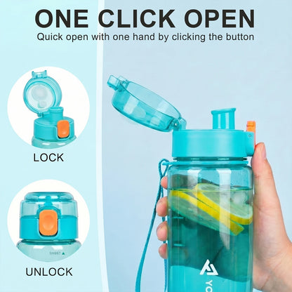 18.6/25.36oz Sports Water Bottle with Time Marker Portable Leak-Proof Tritan Cup for Outdoor Activities Fitness Hydration Bottle