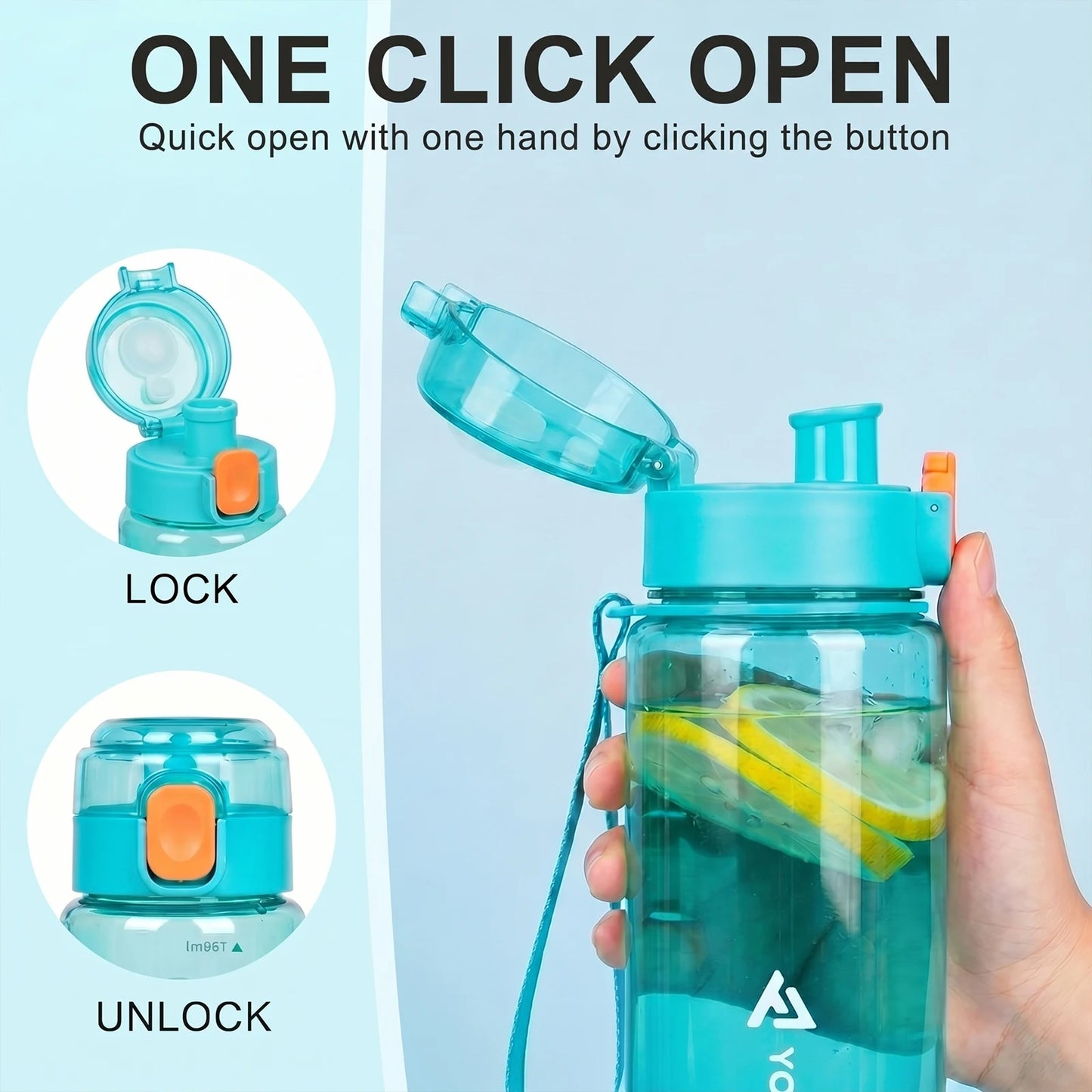 18.6/25.36oz Sports Water Bottle with Time Marker Portable Leak-Proof Tritan Cup for Outdoor Activities Fitness Hydration Bottle