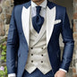 Pink Men's Elegant Peak Lapel Tuxedo 3-Piece Suit with Blazer Vest And Pants Set for Formal Business Prom Grooming