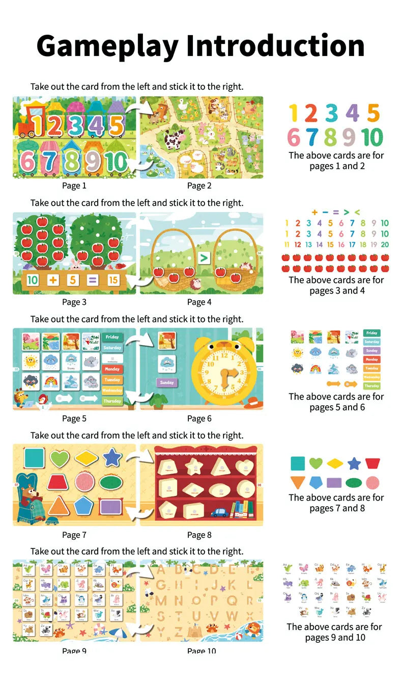 Busy Book for Kids Quiet Book Sticker Montessori Early Educational Toy Toddlers Matching Puzzles Game Baby Learning Toys Gifts