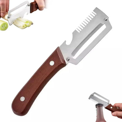 3-In-1 Stainless Steel Vegetable Peeler With Bottle Opener Onion Slicer Shredder Multi-functional Kitchen Tools 19cm 1PCS
