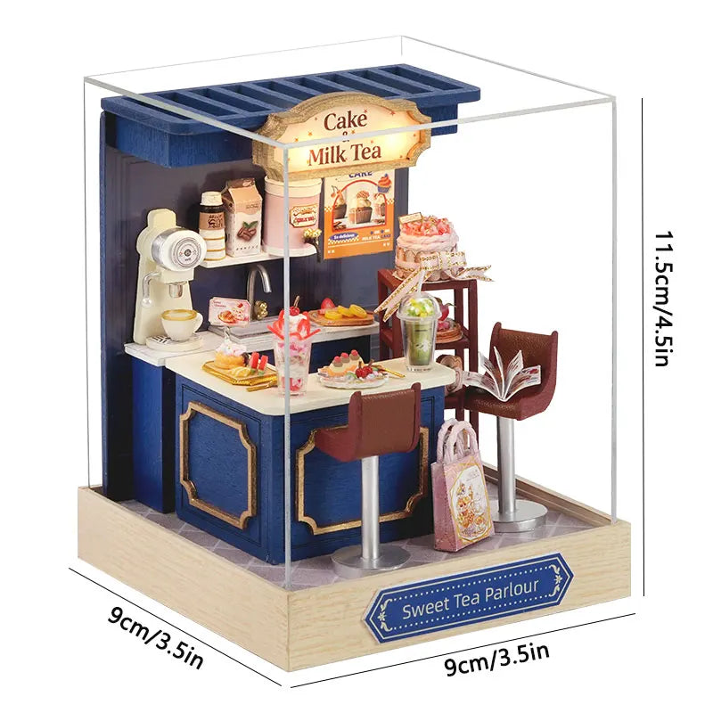 Kitten Mini Doll House 3D Puzzle Assembly Model Building Kit Creative Room Bedroom Decoration With Furniture Wooden Crafts Gifts