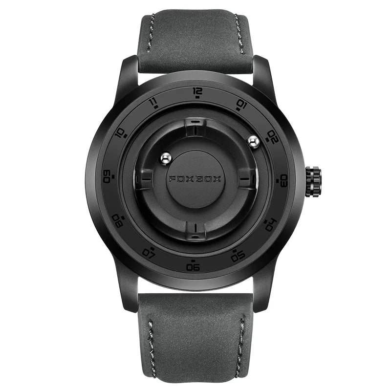 FOXBOX Watch Planet Design Fashion Floating Magnetic Pointer Free Ball Bearing Creative Simple Waterproof Quartz Watch for Men