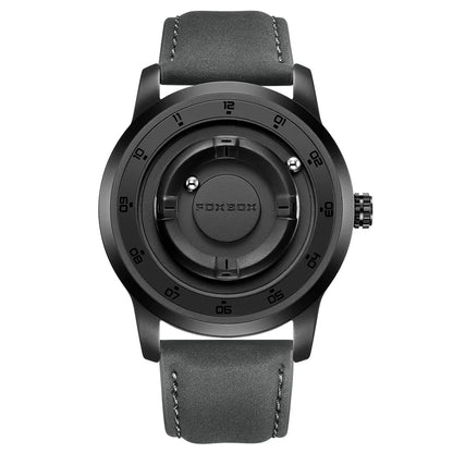 FOXBOX Watch Planet Design Fashion Floating Magnetic Pointer Free Ball Bearing Creative Simple Waterproof Quartz Watch for Men