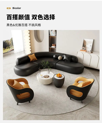 Italian Minimalist Office Sofa Modern High-end Living Room Corner L-shaped Reception Sofa Guest Area Office Furniture FYOS