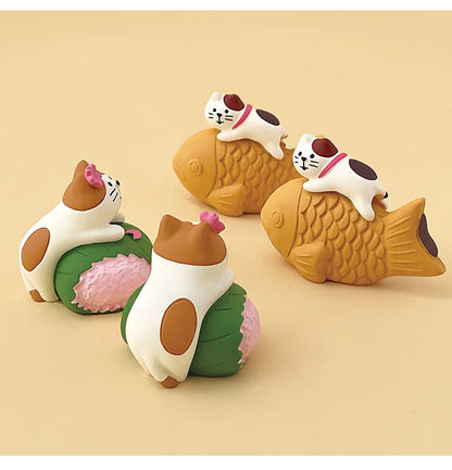 Sakura Series Miniature Zakka Japanese Style Cute Handmade Cat Rabbit Bird Figurines Resin Ornament Desktop Car Home Decor Gifts