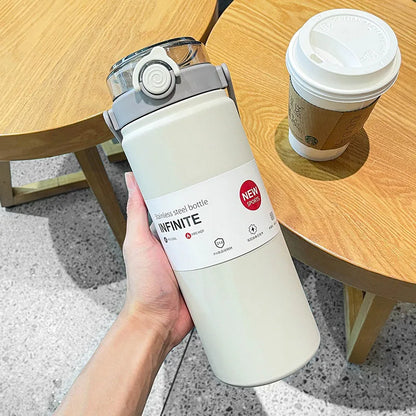 LUSQI Water Bottle Large Capacity 316 Stainless Steel Thermos With Handle & Straw For Outdoor