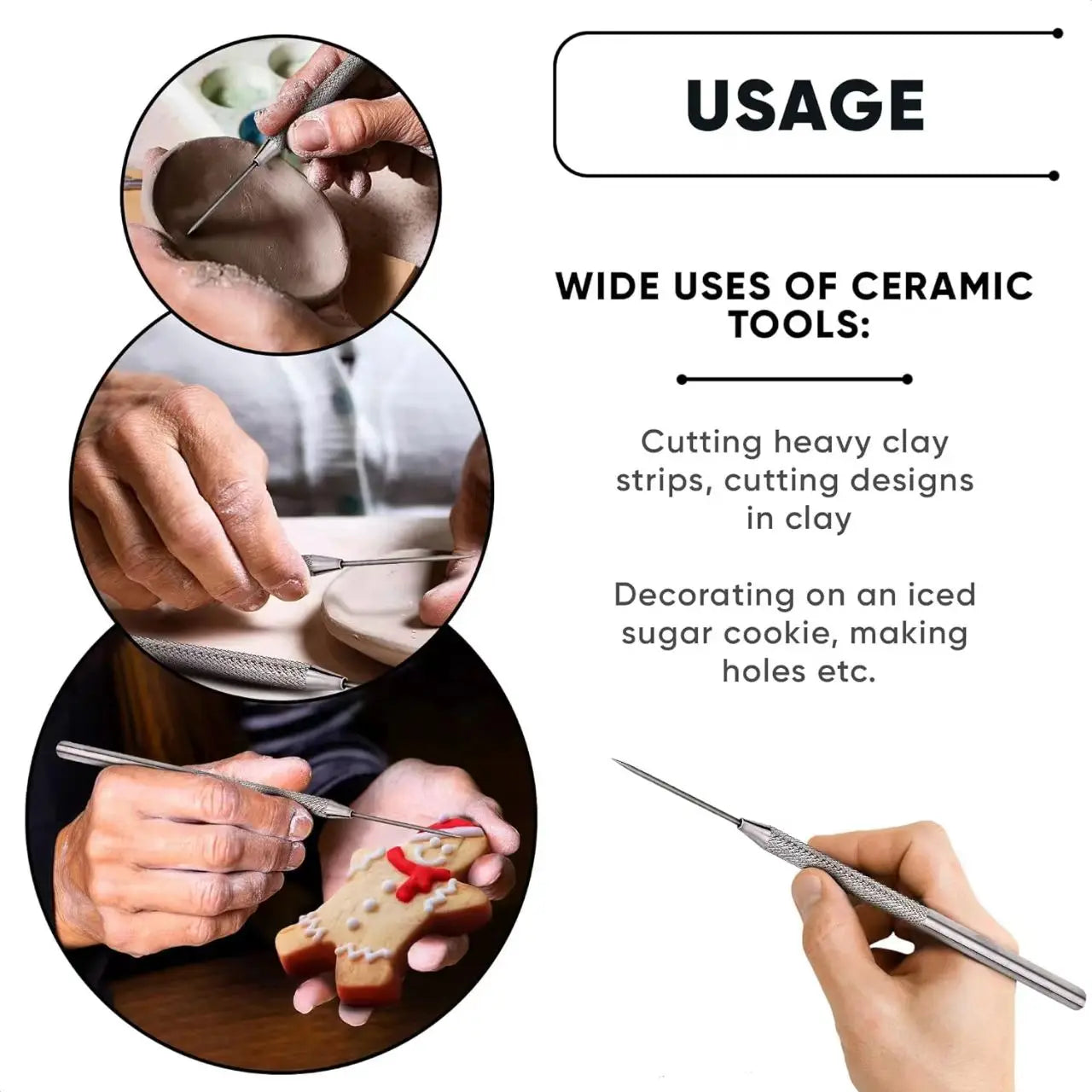 4pcs Aluminum Stick Detailing Needle Clay Tool Pottery Ceramics Tools Polymer Clay Sculpting Modeling DIY Tool Cake Accessories