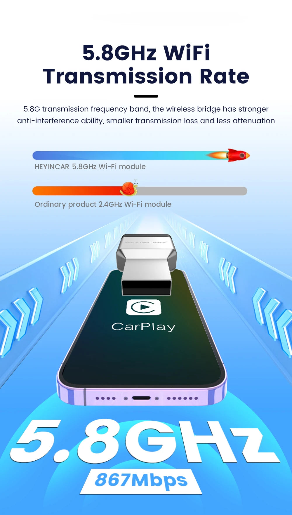 HEYINCAR New 3.0 Mini Wireless Carplay Android Auto Adapter Plug And Play Ai Box For VW Toyota Nissan Honda Benz Ford-More