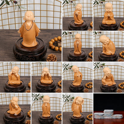 Mini Little Monk Statue Resin Monk Figurine Cute Buddha Monk Statue Decoration Home Living Room Desktop Ornament Children's Gift