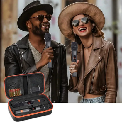 Wireless Microphone Case for JBL Wireless Two Microphone System Universal Handheld Dual Mic Travel Bag for Singing Karaoke