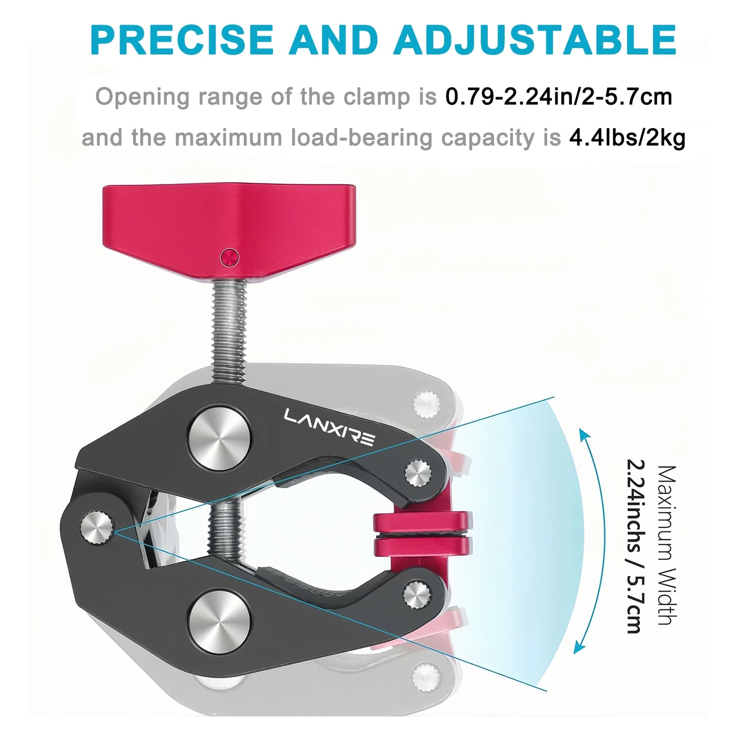 Lanxire Camera Mount Clamp Clip Clamp with 1/4" and 3/8" Threaded Holes, Super Clamp Crab Clamp for Cameras, Monitor, Tripods