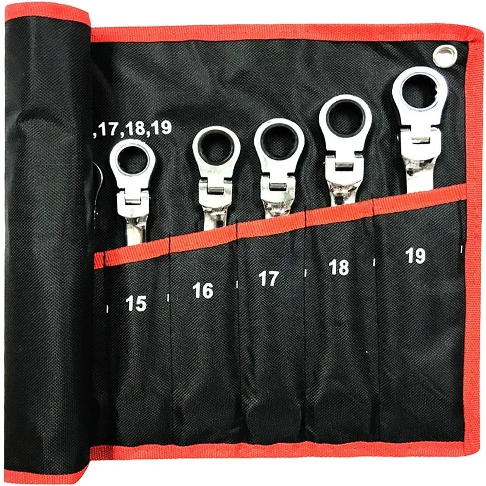 Flex-Head Ratcheting Combination Wrench Set SAE 1/4''-13/16'' Premium 72-Teeth Gear Chrome Organizer Auto Repair Tool