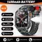 LIGE Military 1400mAh Smart Watch For Men 2.01" HD Screen Waterproof 100+Sports Mode LED Flashlight Smartwatch For Android iOS