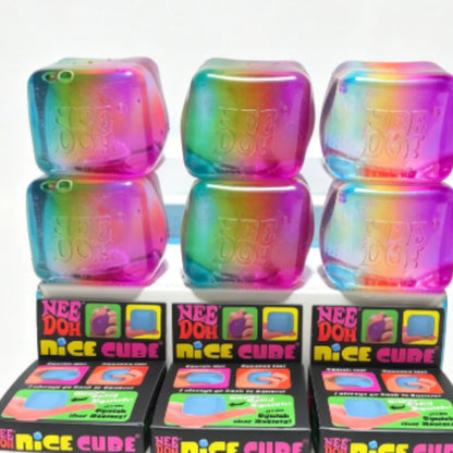 Schylling Nee Doh Rainbow Cube Soft Squishy Fidget Toy Fingertip Stress Relief Surprise Blind Box Sensory Relax Gift