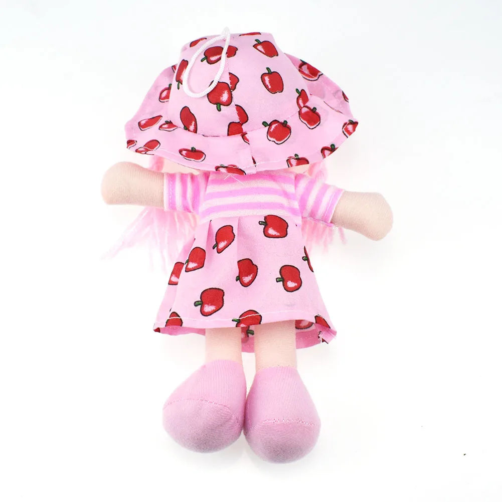 Cute 25cm Rag Dolls with Hat Cartoon Soft Kawaii Fruit Skirt Hat Girls Stuffed Plush Sleeping Toy Birthday Christmas Gifts