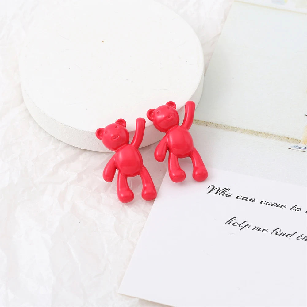 10PCS/lot DIY Cute Cartoon Teddy Bear Pendant Jewelry Accessories Wholesale Alloy Spray Paint Simple Multicolor Jewelry Material