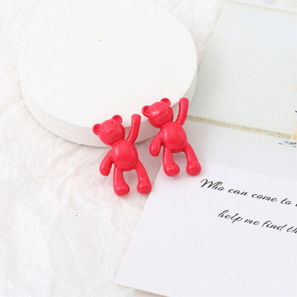 10PCS/lot DIY Cute Cartoon Teddy Bear Pendant Jewelry Accessories Wholesale Alloy Spray Paint Simple Multicolor Jewelry Material