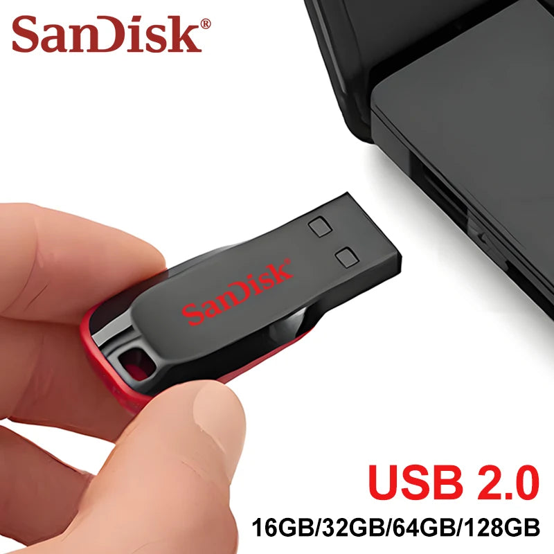 SanDisk USB Flash Drive 128GB 16GB 32GB 64GB Original HIgh Speed Pen Drive Flash Memory Stick USB2.0 U disk for PC USB Pendrive